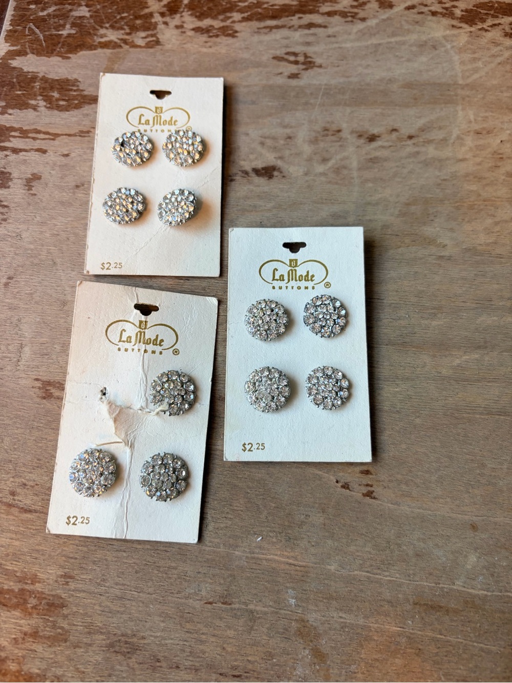 Vintage La Mode Rhinestone Buttons Lot Crystal Jeweled Sewing Buttons NOS